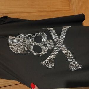 Black Skull and Crossbones Rhinestone Top